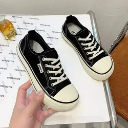 2024 Zapatillas Women's Classic Black Canvas Shoes Spring Flat Shoes Student Sneakers Girls Skateboard Vulcanized Tennis Womans