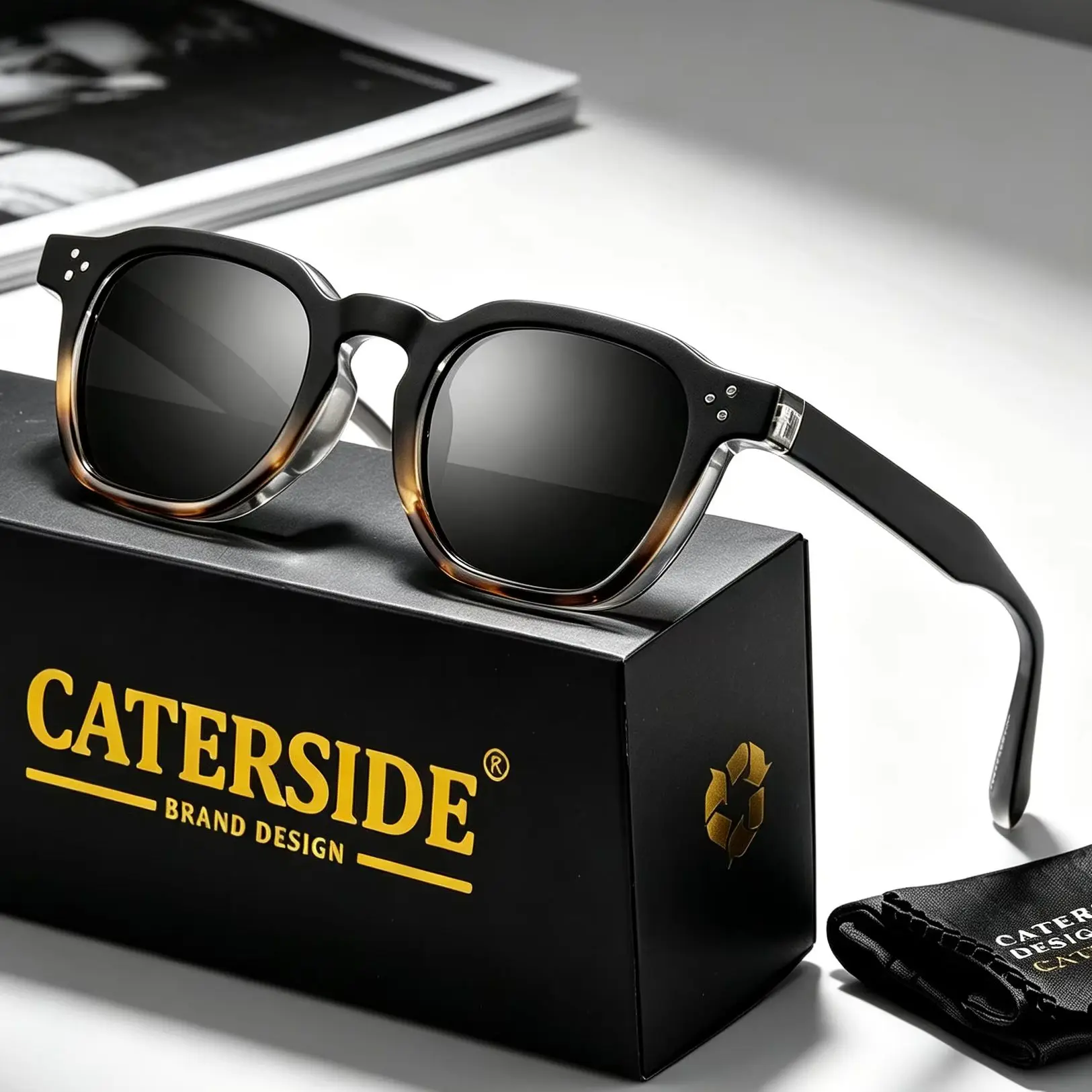CATERSIDE Neue Retro-Punk-Sonnenbrille für Herren, quadratisch, personalisiertes Design, Brille für Damen, modische Partybrille, Festival-Geschenk, 2 Stück
