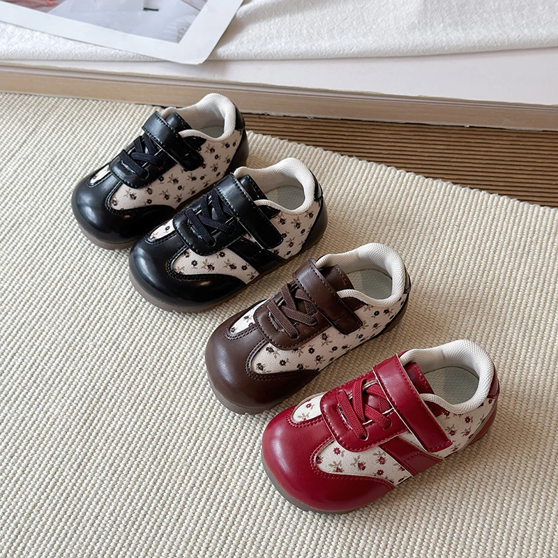 Baby Girls Casual Shoes Spring Autumn Children Floral Shoes Comfortable Soft Sole Non-slip Toddler Kids Sneakers