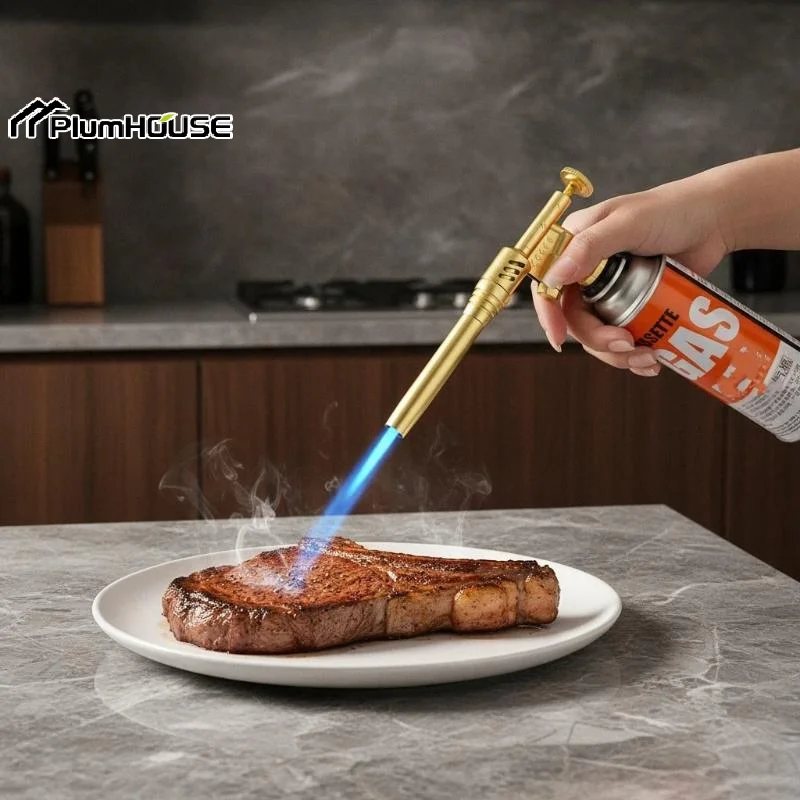 Portable Gold Copper Gas Welding Torch High Temperature Flame BBQ Cooking Brazing Tool for Outdoor Heating And Metal Joining
