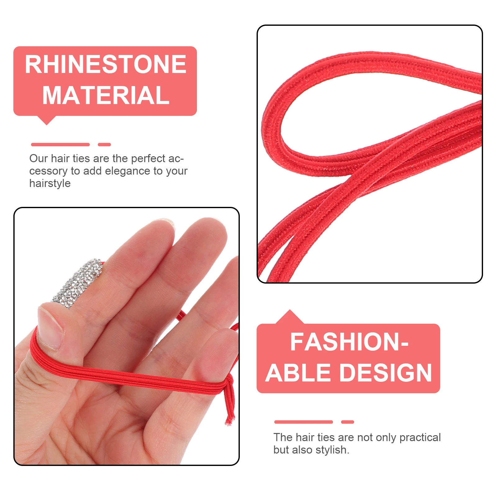 

4pcs Rhinestone Ties Elastic Bands Women Girls Ponytail Holders Thick Hair Accessories Decorative Scrunchies Hair for Wedding