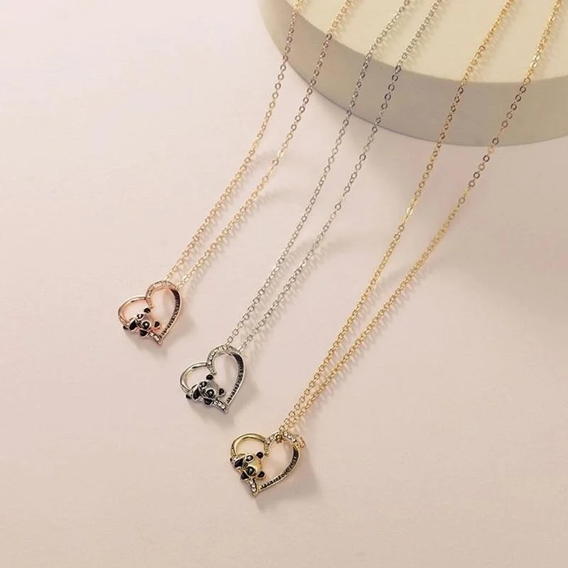 3 Color Panda Pendant Necklace Alloy Chain Fashion Trendy Women Jewelry Exquisite Birthday Present