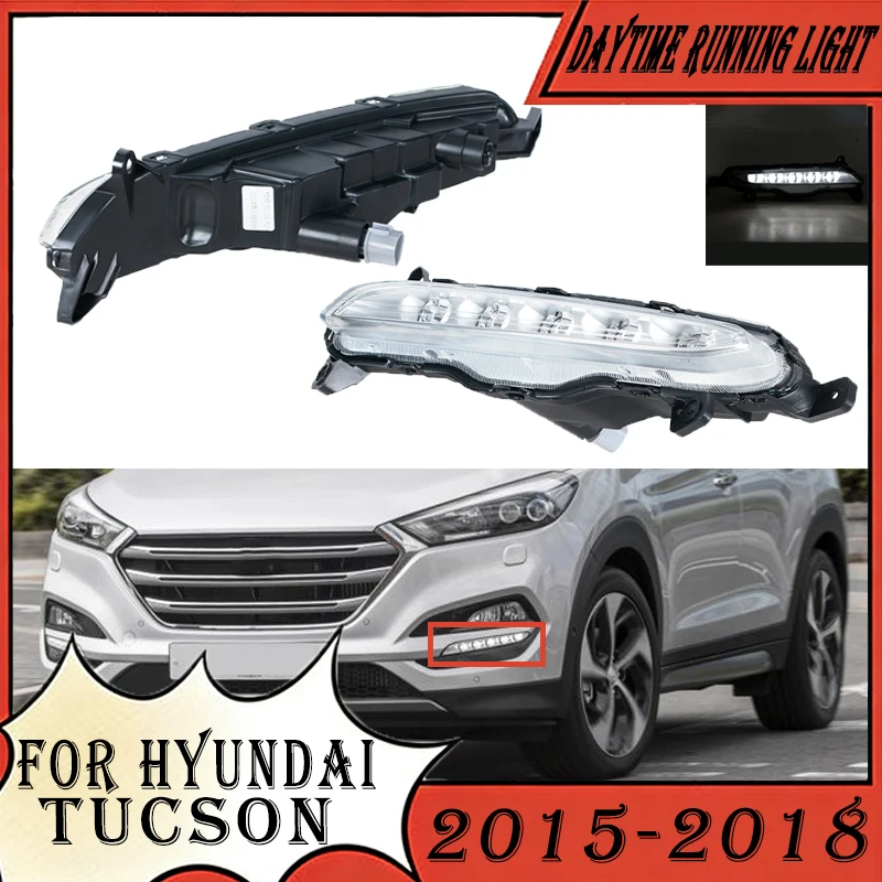 

Передний бампер с дневными ходовыми огнями (DRL) для Hyundai Tucson 2015-2018, противотуманные фары, комплект для установки, автозапчасти