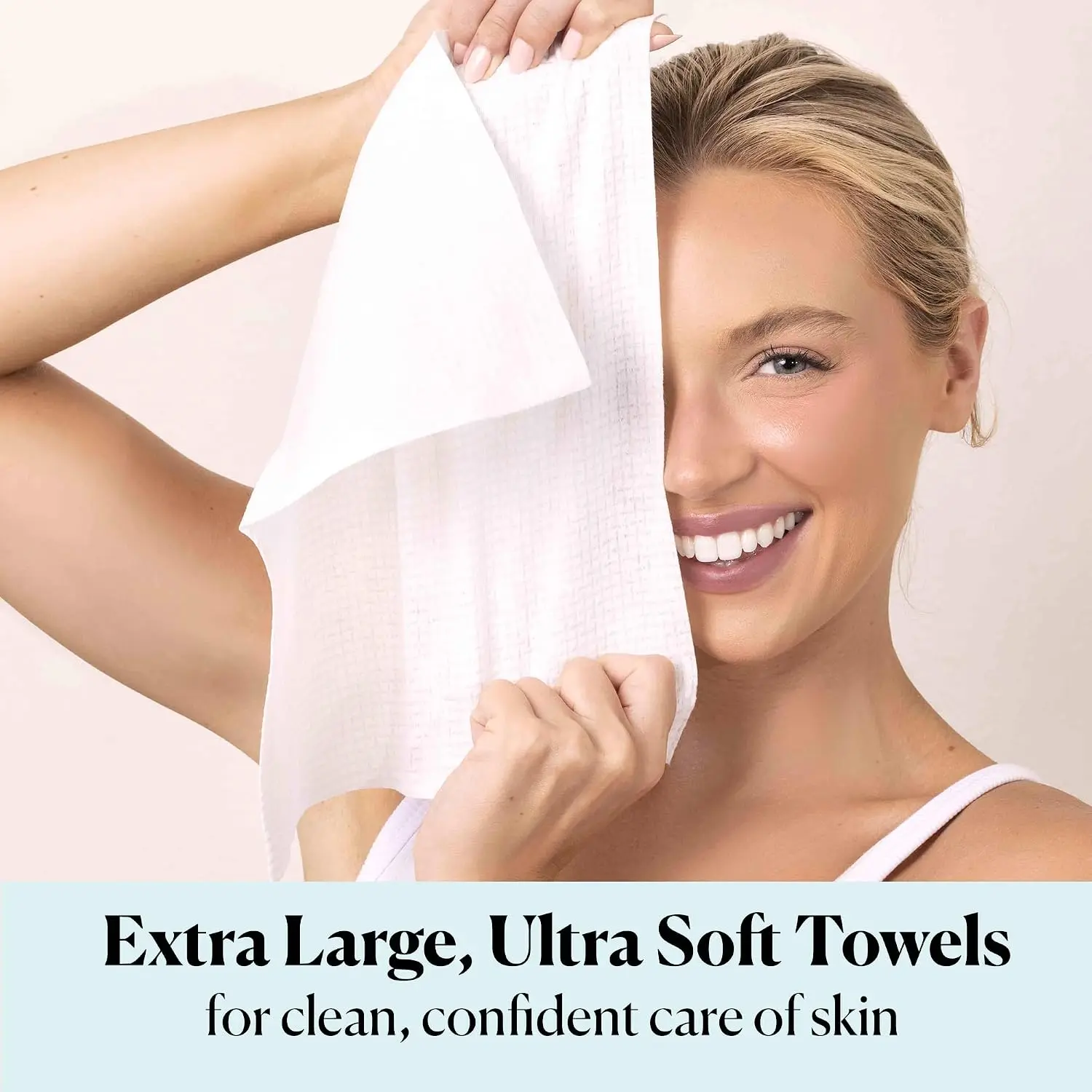 50 XL Ultra Soft Dual-Textured Face Towels - Disposable Makeup Remover Wipes, Hypoallergenic & Biobased - view 2