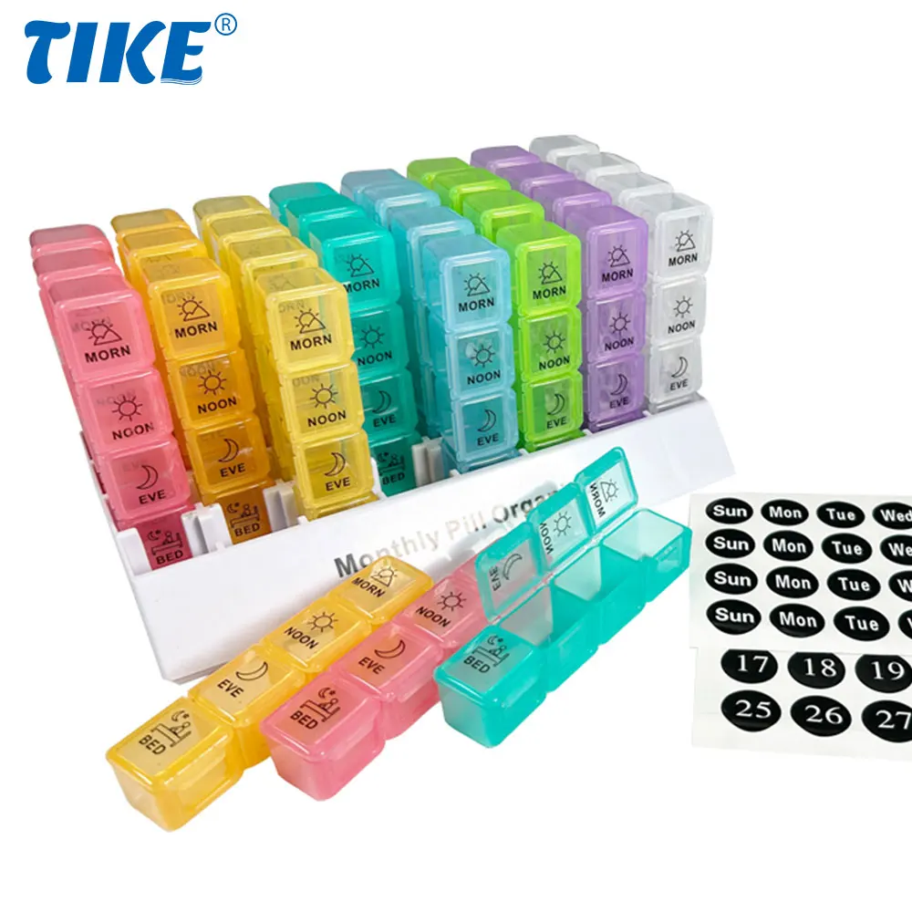 Monthly Pill Organizer 4 Times A Day, One Month Pills Organizer, Monthly Pill Box Organizer with Daily Compartments for Fish Oil