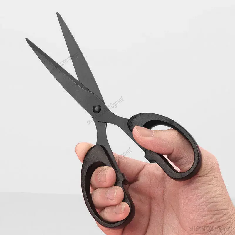 12cm 14cm 16cm 19cm Pure Black Stainless Steel Scissors DIY Paper Craft Art Cutting Tool Office School Stationery Cutter Shears