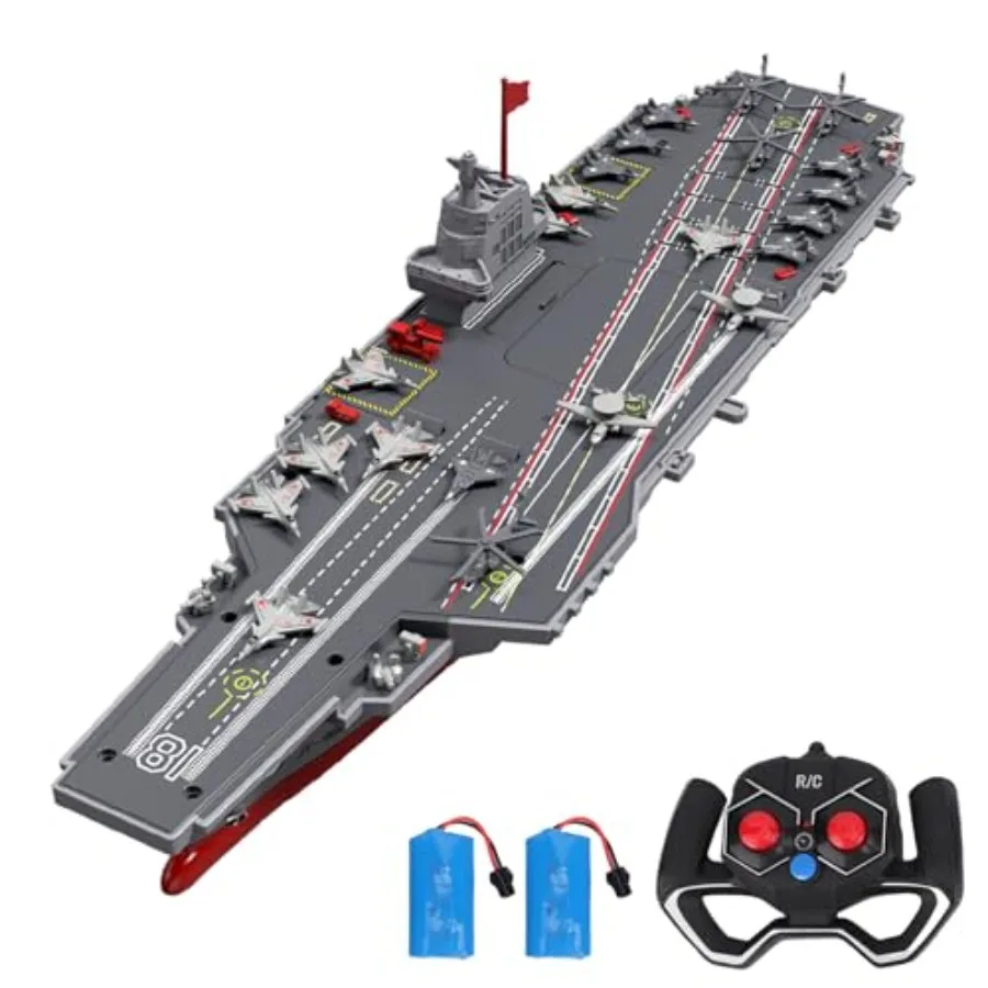 

RC Boats RC Warship Military Battleship 20KPH High Speed Remote Control Boat for Pools and Lakes 2.4GHz DIY Naval Forces Aircra