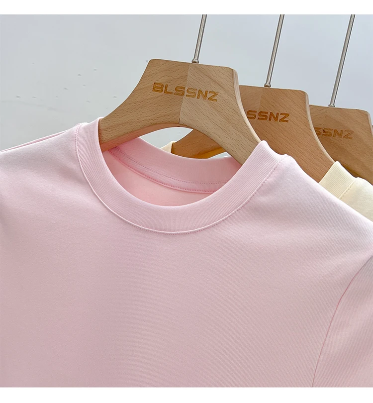 AOSSVIAO 2026 Summer Solid Color Women's Short Sleeve T-Shirt American Vintage Y2K Slim Basic O-Neck Tee Trendy Slim Fit Tops