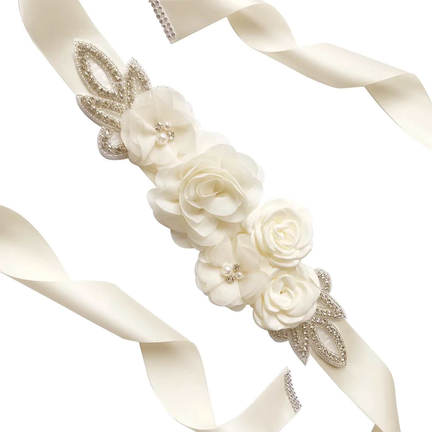 Fashion Womens Rose Flowers With Rhinestone Cummerbunds Wedding Party Evening Belt
