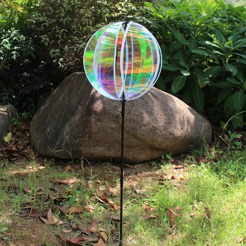 Reflective Garden Pinwheels With Stakes Bird Repellents SparklysPinwheel Windmill Protect Plant Flower Garden Decoration B03E view 5