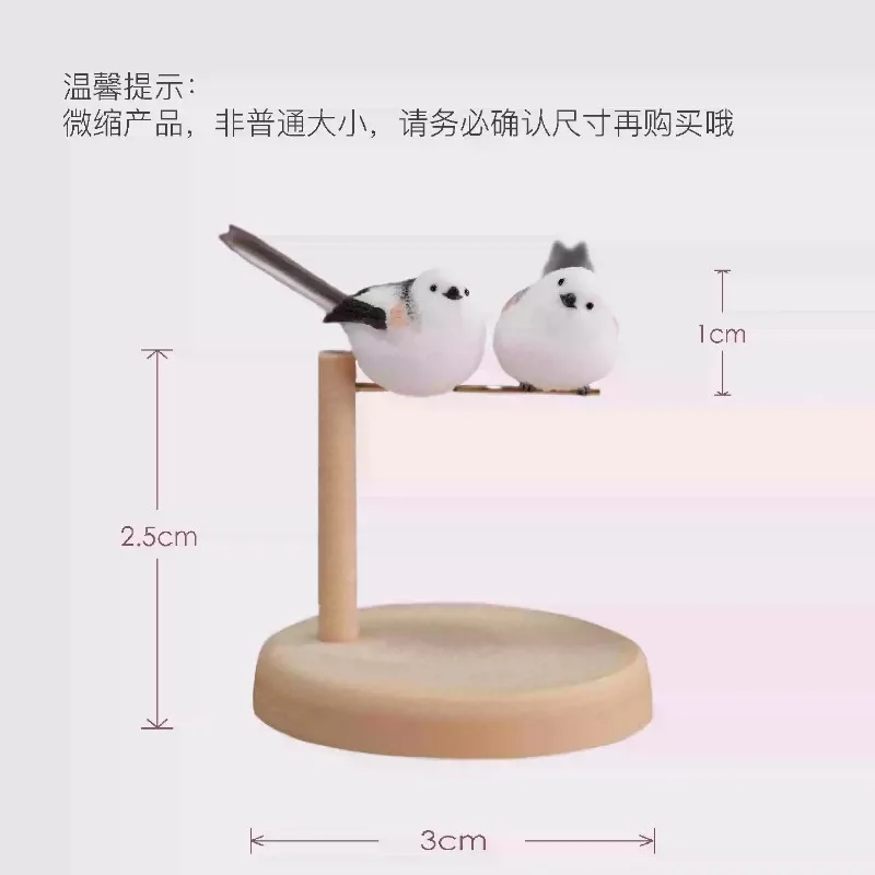FallenVex Store Mini Long‑Tailed Tit Figurine, Tiny White Bird Model for OB11 BJD Dollhouse Scene Shooting Layout Ornament
