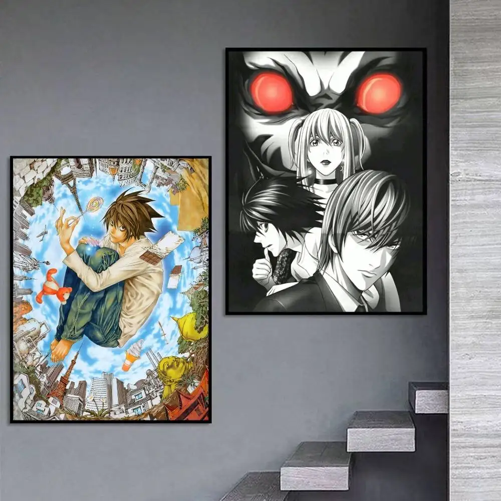 K-Kira x L D-Death NoteS Poster Self-adhesive Art Waterproof Paper Sticker Coffee House Bar Room Wall Decor