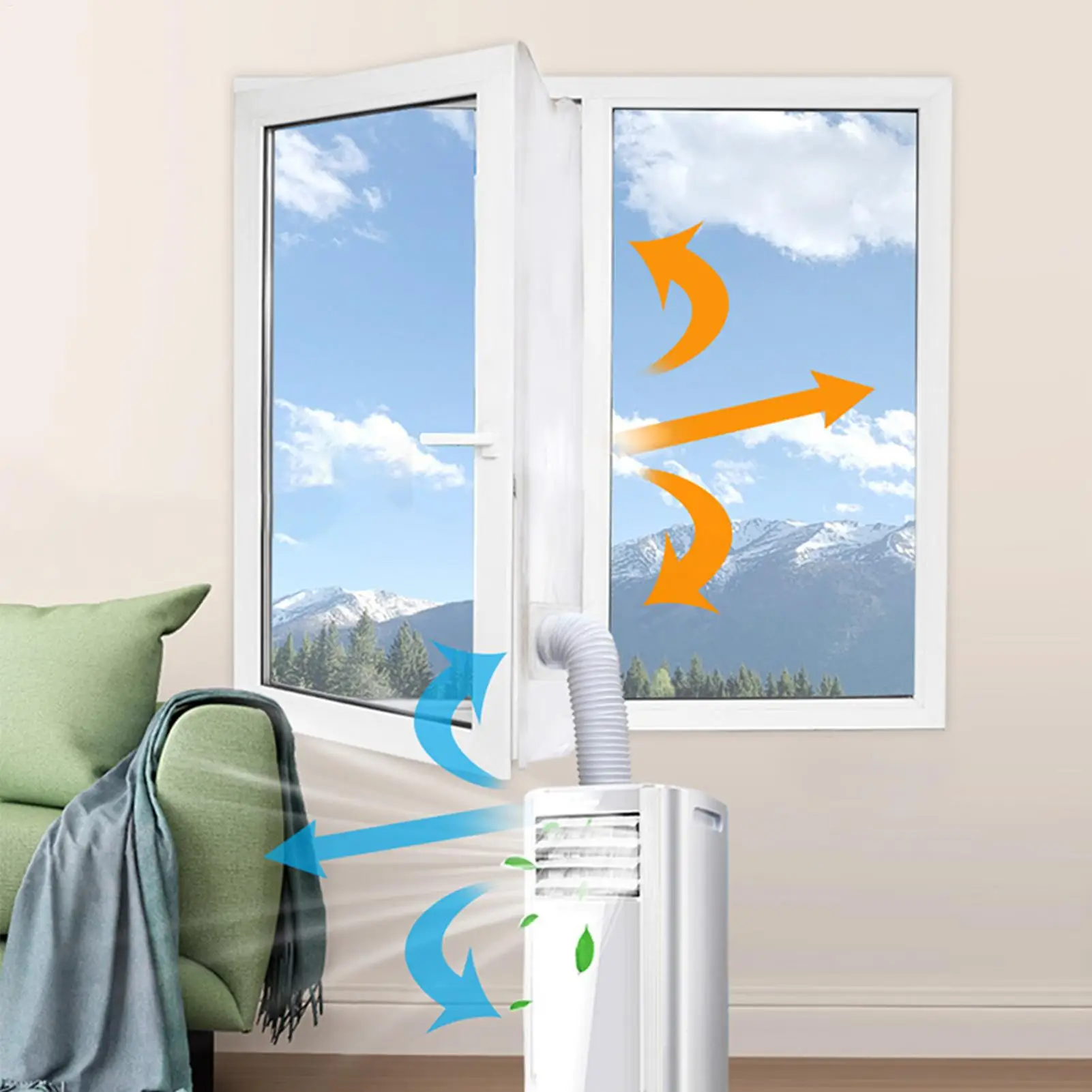 Portable AC Vent Kit Adjustable No Drill Plate Portable AC Unit Window Kit For Exhaust Hose Sliding Door Home Kitchen Bedroom