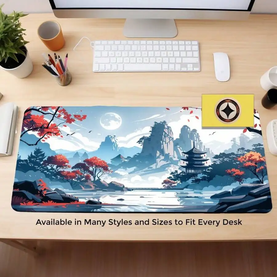 

Anime Japanese Valley Temple Desk Mat Gaming Mousepad Aesthetic Desk Pad Asian Style