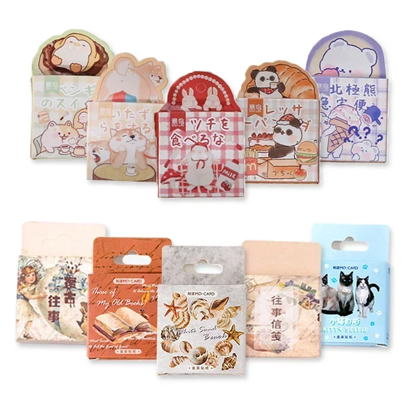 45/46 pcs DIY Box Package Stickers Kawaii Mini Various Styles Fresh Retro Diary Decorative Cute Cartoon Stickers Handbook 4CM