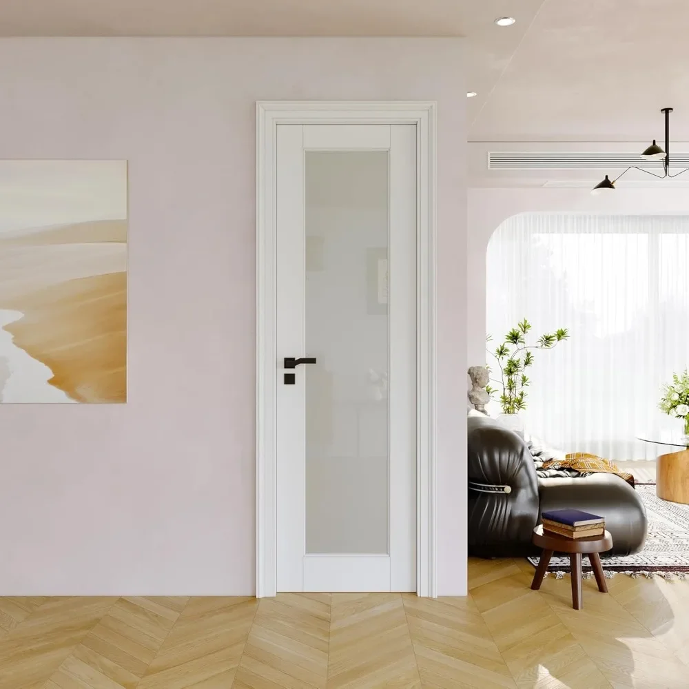 

18" x 80" Slab Door,Pre-Finished Single Panel for Pantry Bedroom Closet as Pocket,Frosted Glass Interior French Door Slab