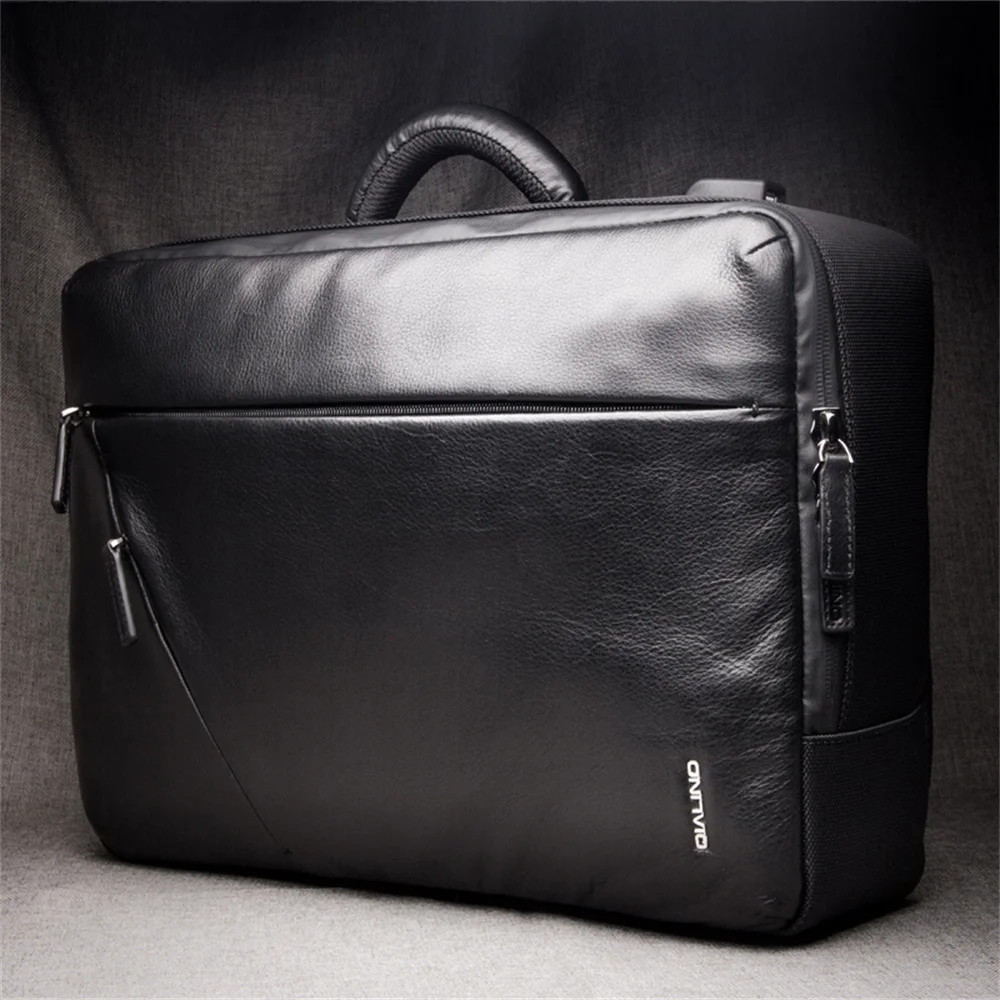 Picture 5: QIALINO Genuine Cow Leather Laptop Bag for Universal 15 Inch Notebooks Carrying Case with Anti-Theft Function