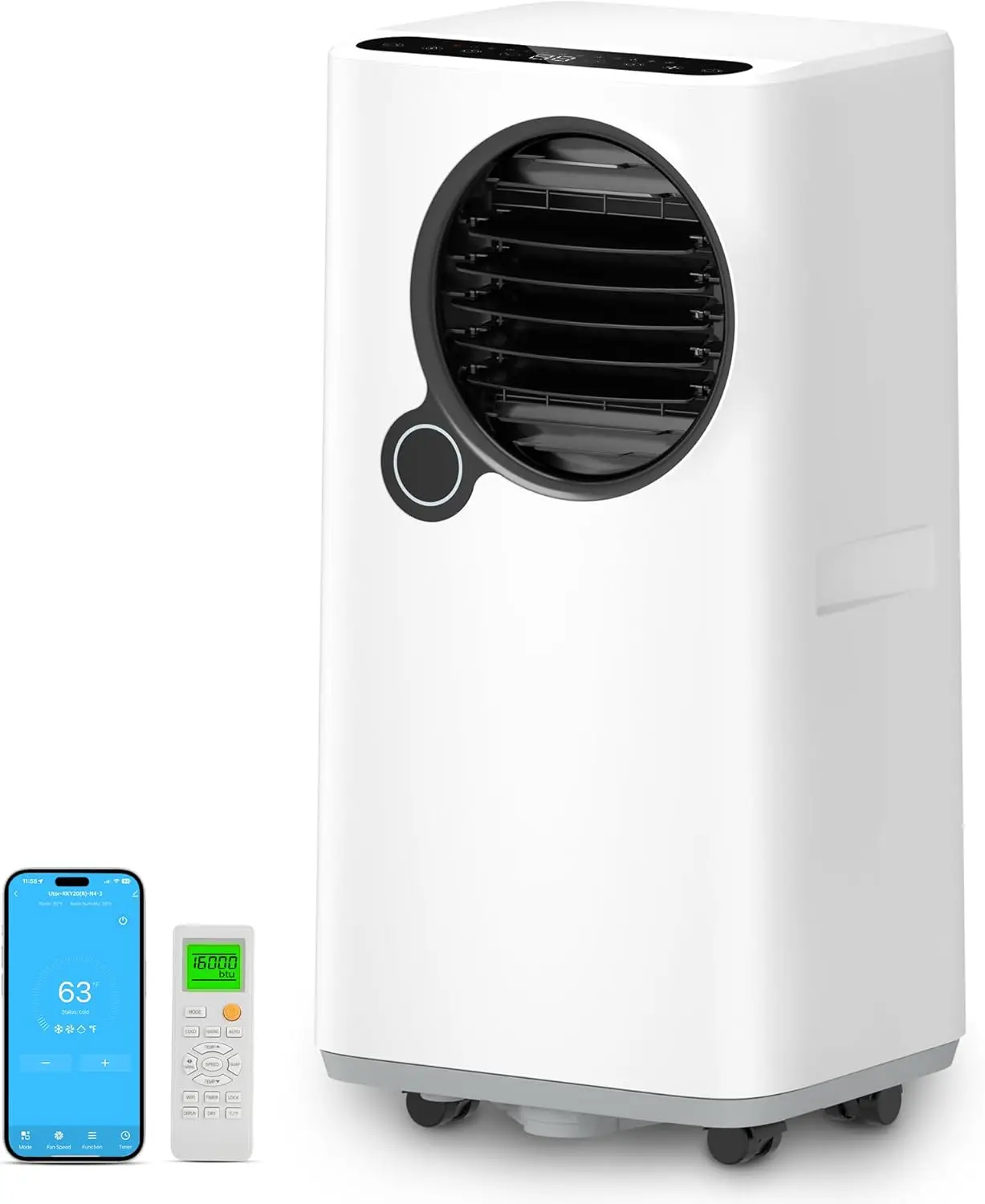 Portable Air Conditioners 16000 BTUs, 5-in-1 AC Unit Cooling and Heating with Fan & Dehumidifier, Auto Swing/APP Control