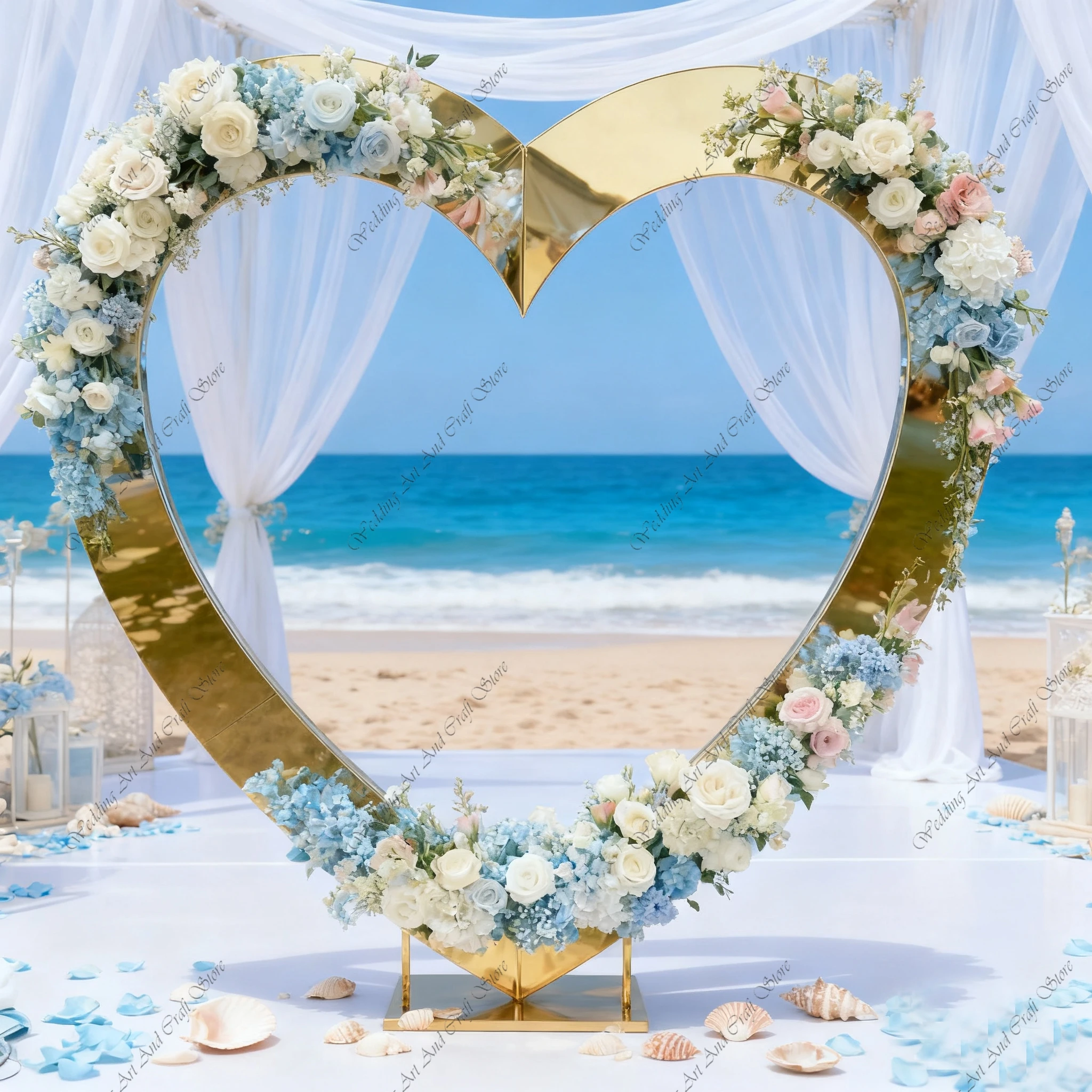 

1pcs D2m f30 Wedding Backdrop Flower Arch Golden Silver Heart Shape Stainless Steel Arch for Wedding Reception Decoration ivy100