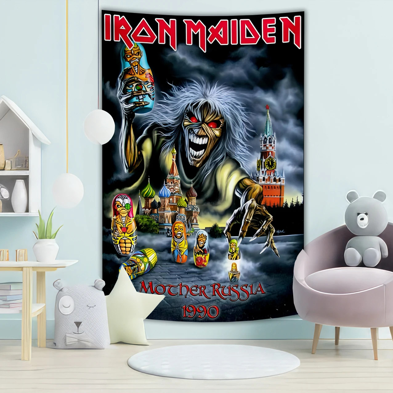 British Band I-Iron M-Maiden Albums Tapestry Wall Hanging Hippie Bohemian Sofa Living Room And Bedroom Dorm Decor Tapestries