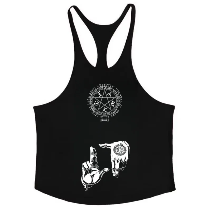 Hellsing Ultimate Herren-Tanktop, 100 % Baumwolle, Weste, japanischer Anime, schnell trocknend, ärmellos, Unterhemden, Fitness, Muskelaufbau-Top