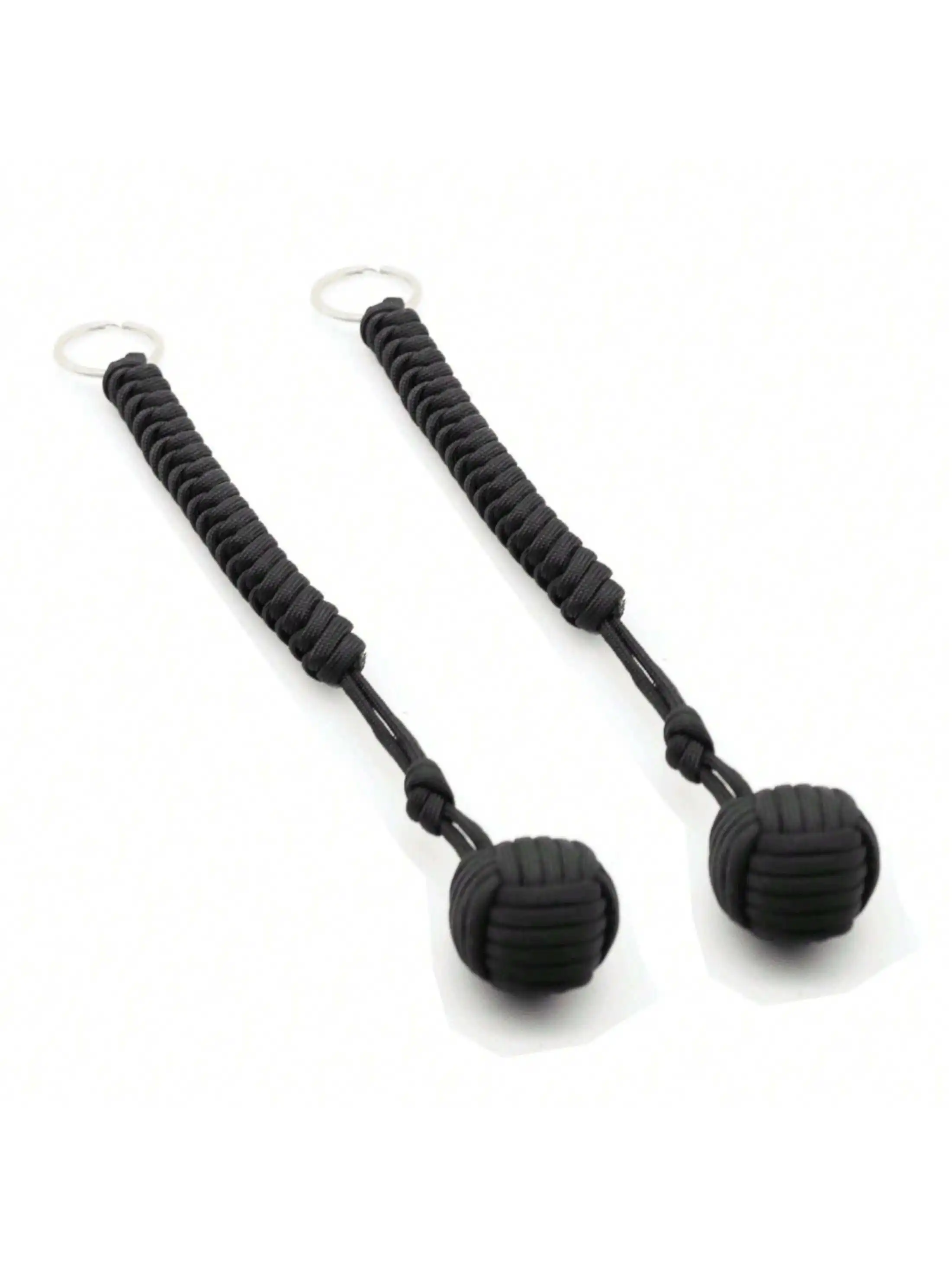 Outdoor veiligheidsbescherming Black Monkey Fist stalen kogel voor meisje met zelfverdediging Lanyard Survival sleutelhanger gebroken ramen