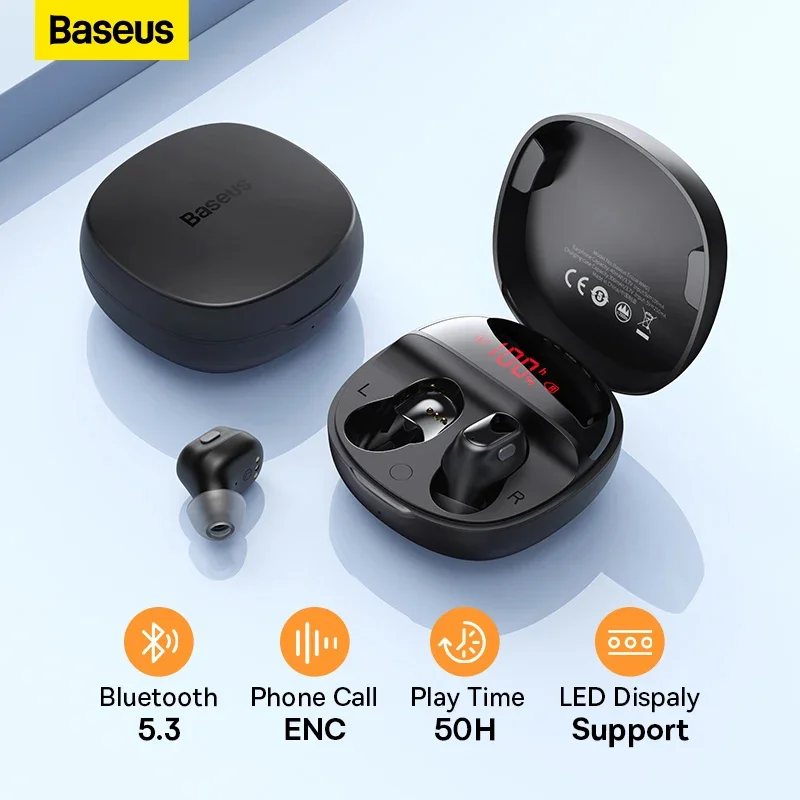 Baseus-WM01 Plus Fones De Ouvido, редукция наушников с дисплеем светодиодный Earbuds, microfone, TWS,Bluetooth 5,3 Fones De Ouvido HD, Baseus-WM01 Plus Fones De Ouvido, редукция наушников с дисплеем светодиодный Earbuds, microfone, TWS,Bluetooth 5,3 Fones De Ouvido HD,