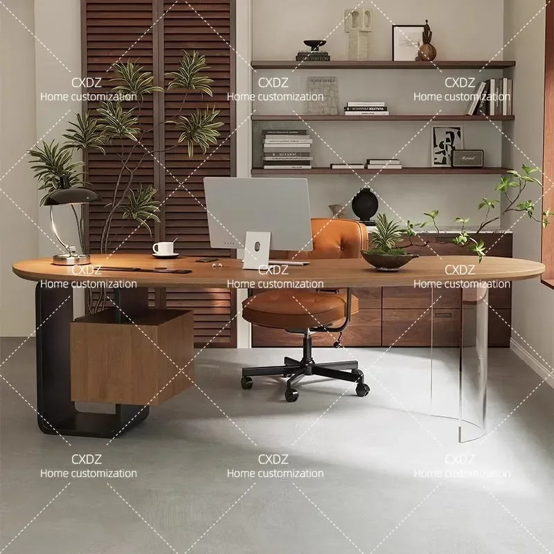 Modern Minimalist Solid Wood Desk Luxury Commercial Computer Table and Chair Set High End Executive Office Desk 2024 New