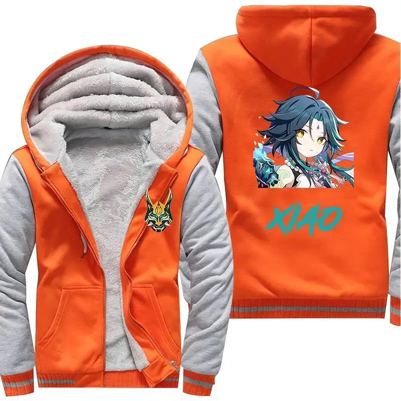 Gioco Xiao Cosplay US Size Plus 5XL Felpa casual da uomo con stampa mimetica Felpe con cappuccio addensate in pile invernale