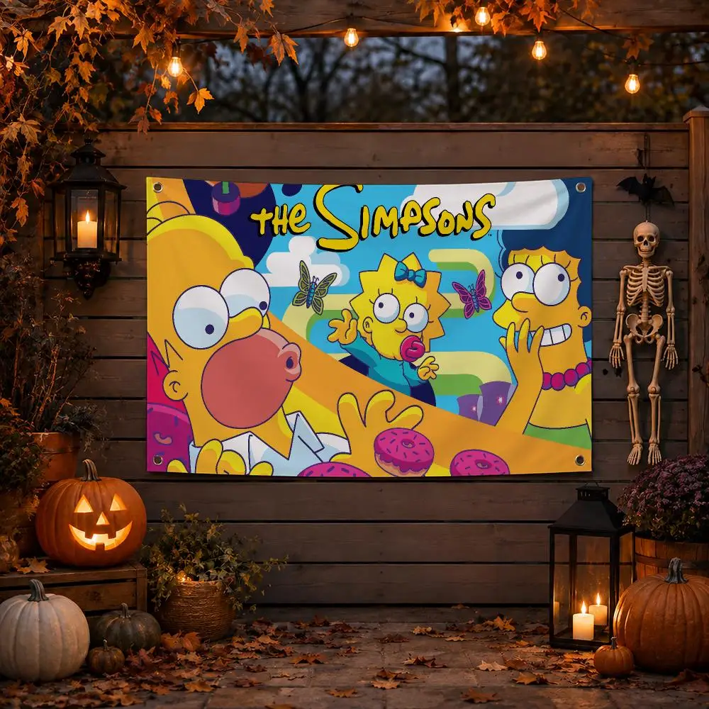 Animation S-The Simpsons			 Flags Wall Hanging Banner Background Art Print for Bedroom Living Room Outdoor Decor