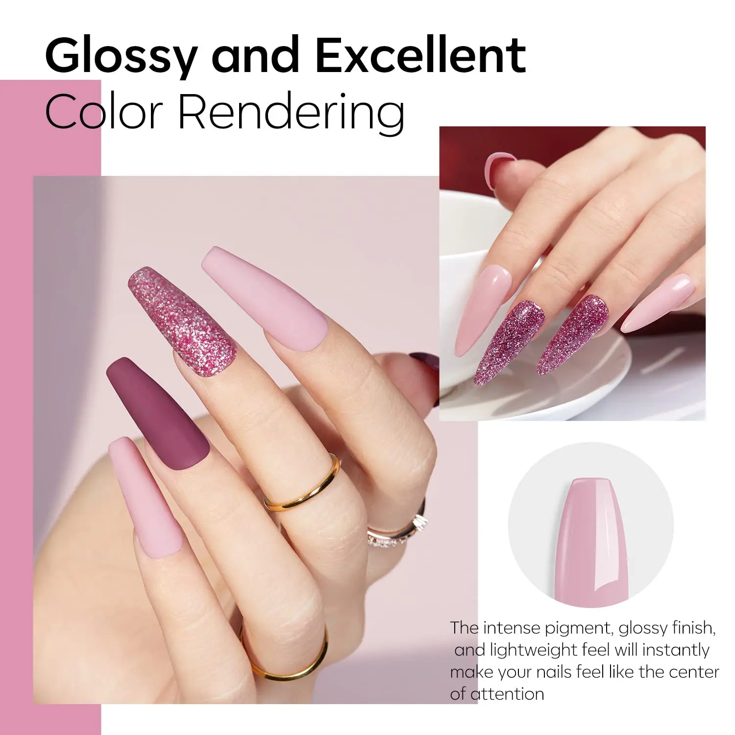 Dip Powder Nail Kit Starter, 4 Colors Nude Pinkish Glitters Acrylic Dipping Powder System Liquid Set With Base/Top Coat Activato