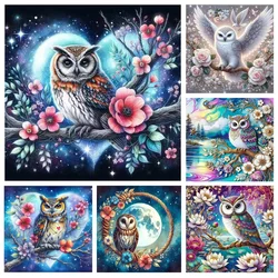Diy Animal Diamond Painting Owl Full Round Square Mosaic Diamond 5D Flower Bird Home Decorative Heart-Shaped Rhinestone Pictures