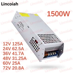 Alimentation à découpage 1500W 110V/220V AC/DC 12V 24V 36V 48V 60V 70V 72V, tension réglable SMPS pour moteur CCTV bande lumineuse LED