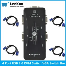 LccKaa USB 2.0 VGA Splitter 4 Port KVM Switch Printer Mouse Keyboard Pendrive Share Switcher 1920*1440 VGA Switch Box Adapter