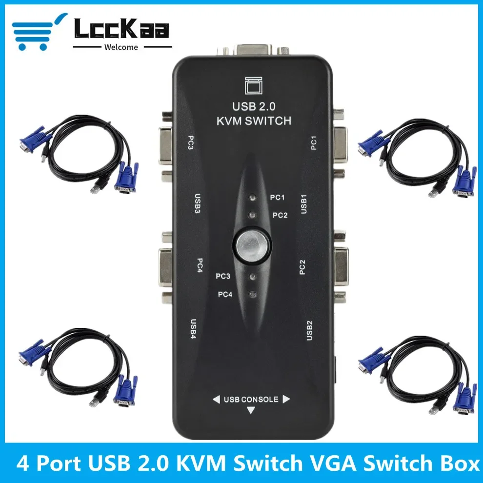 lcckaa usb 20 vga divisor portas kvm switch impressora mouse teclado pendrive share switcher adaptador de caixa 19201440 01