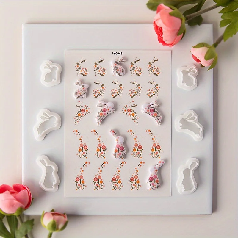 6Pcs/Set Cartoon Rabbit Polymer Clay Cutters Easter Bunny Shaped Clay Earring Molds for Pendant Jewelry Handmade Cutting Tools