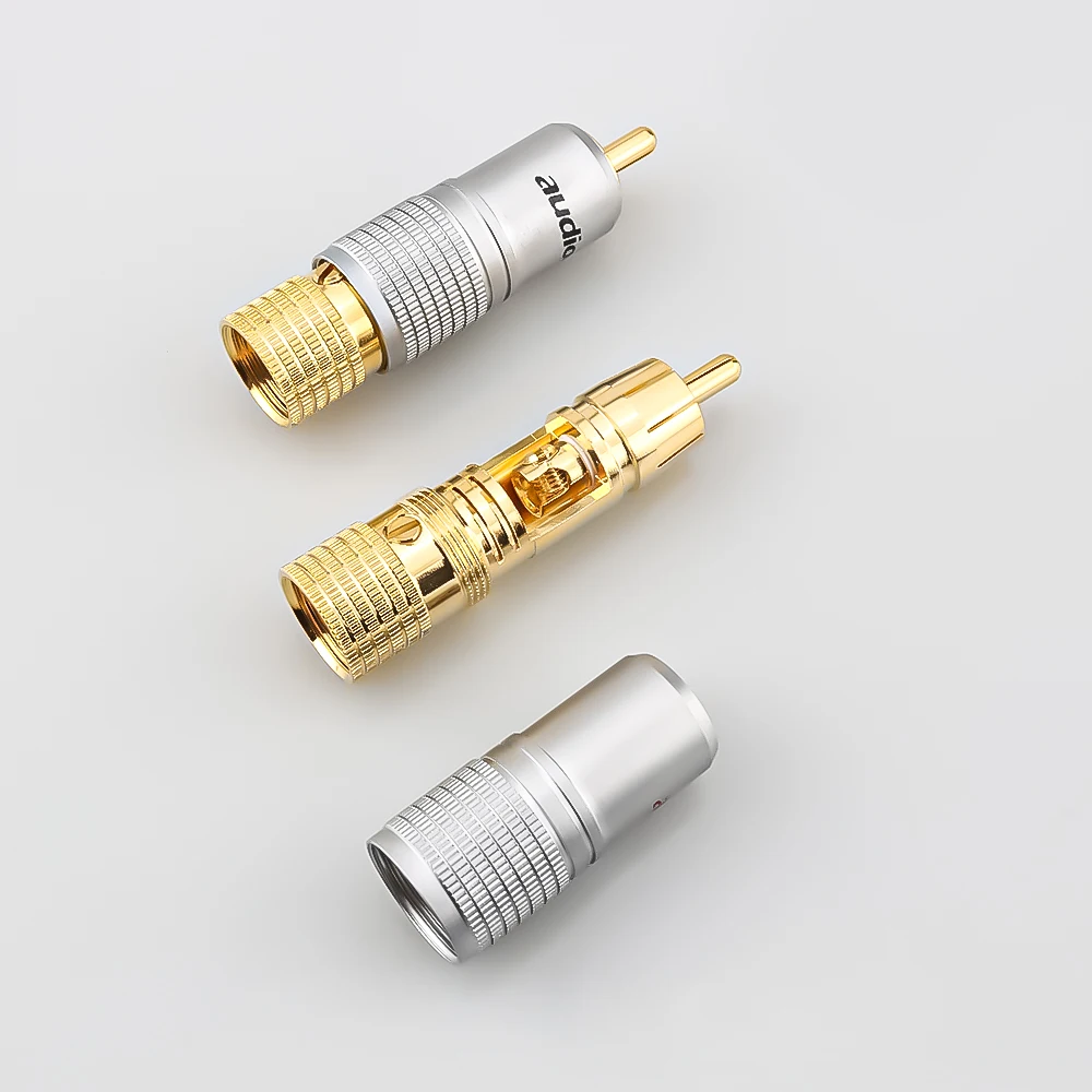 8 قطعة Audiocrast RCA التوصيل الصوت كابل موصل 24K Glod مطلي RCA ذكر موصلات لكابل 9 مللي متر