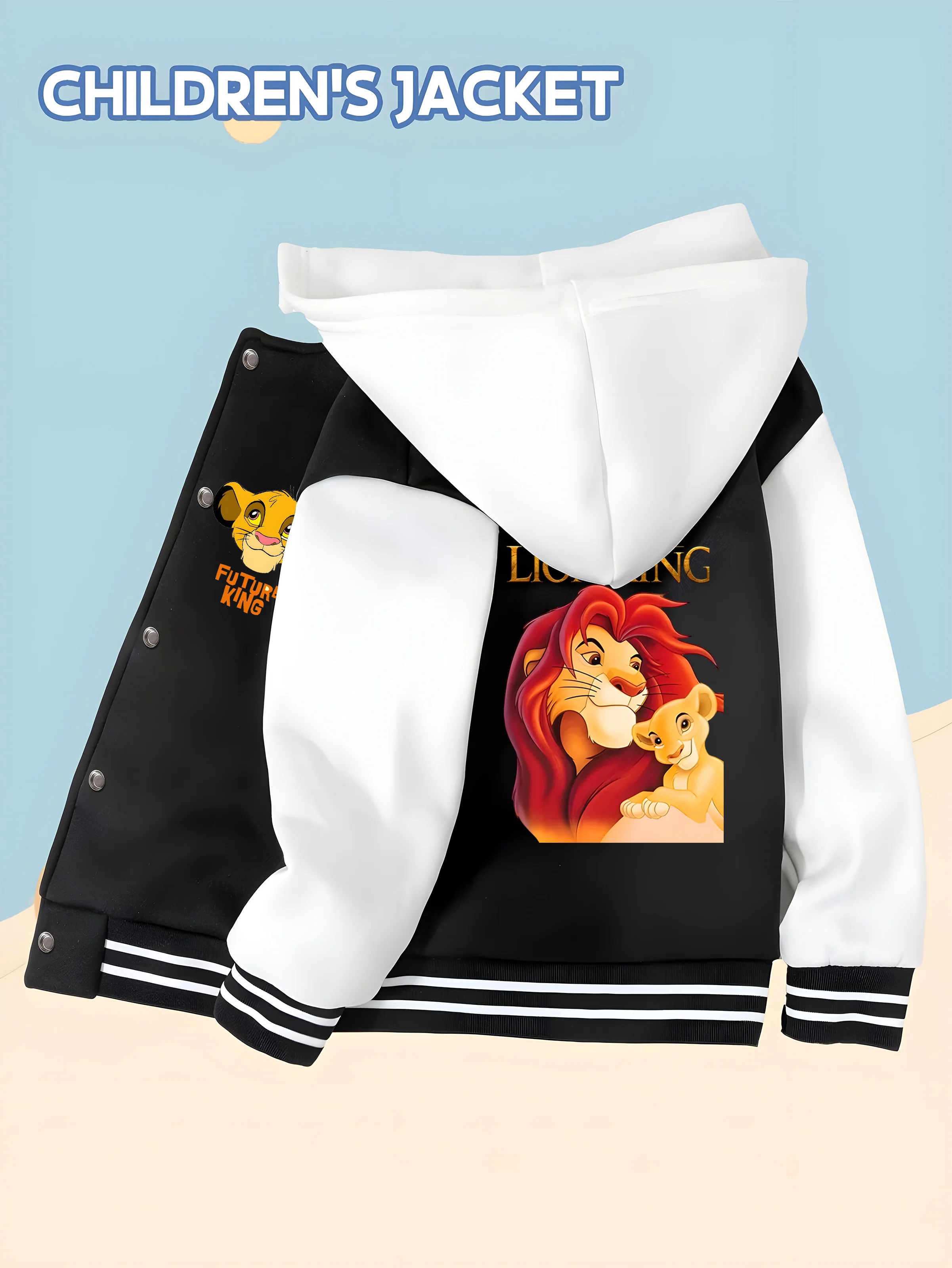 

MINISO Disney co-branded Lion King father and son children's baseball jacket - double-sided classic character print, casual