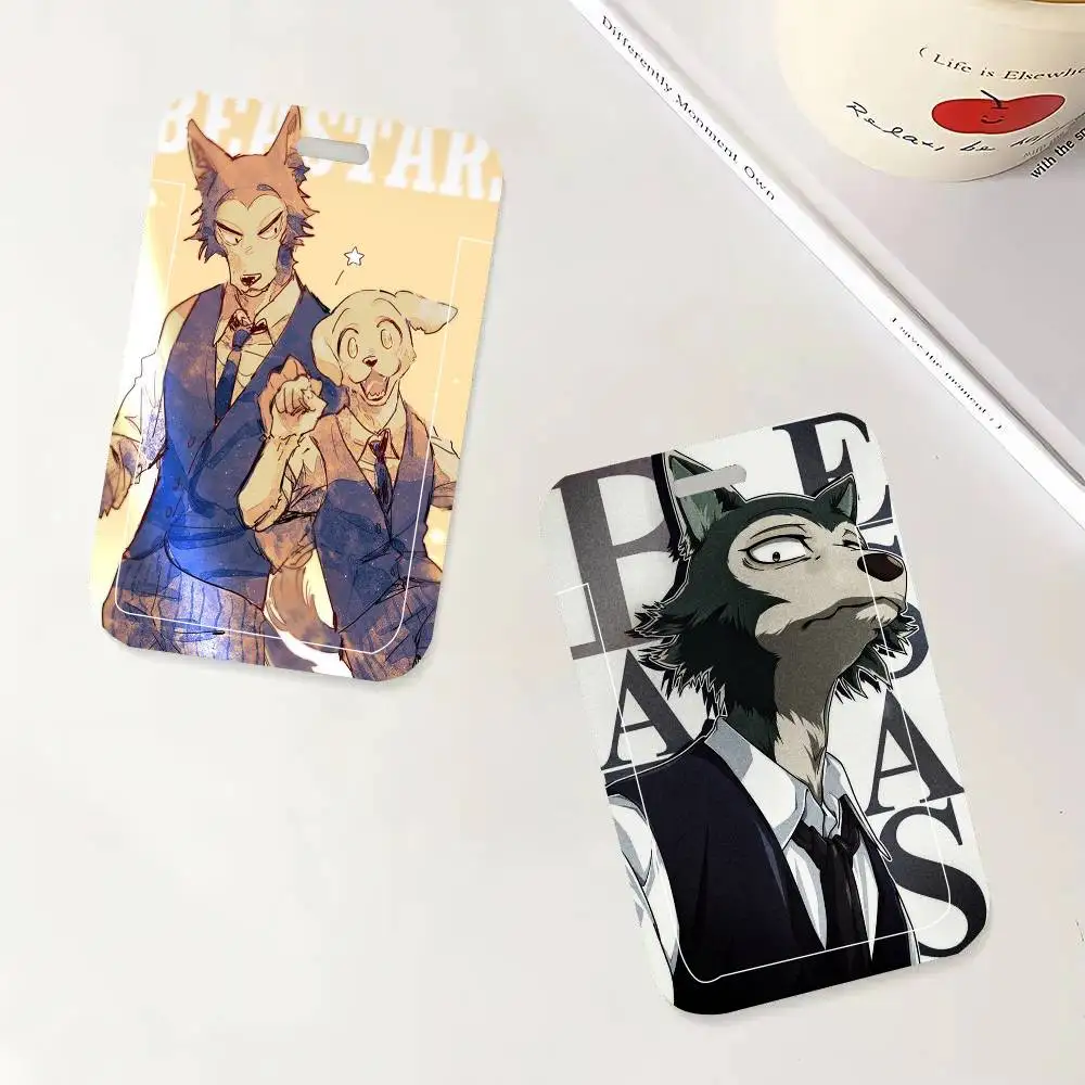 Comic B-Beastars Black Lanyard Card Holders Student Meal Cards And Campus Ids School