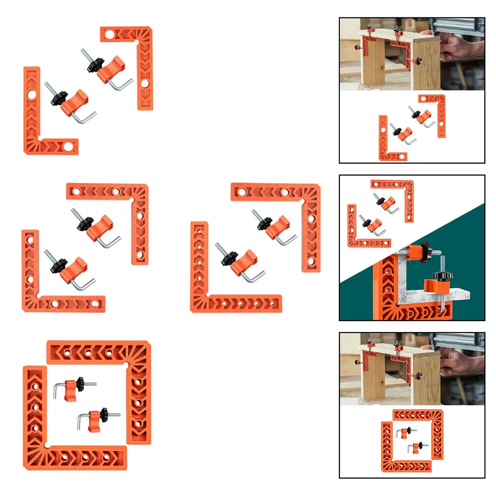 

2 90 Degree Corner Clamp with 2 Clamps, Woodworking Tool Clamping Square, Carpentry Square Right Angle Ruler for Boxes Cabinets,
