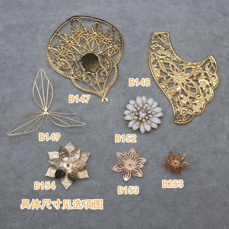 Gold Bow Flowers Hollow Copper Material For DIY Bridal Headdress Maternity Angel Halo Crown Tiara Headpiece Accessories