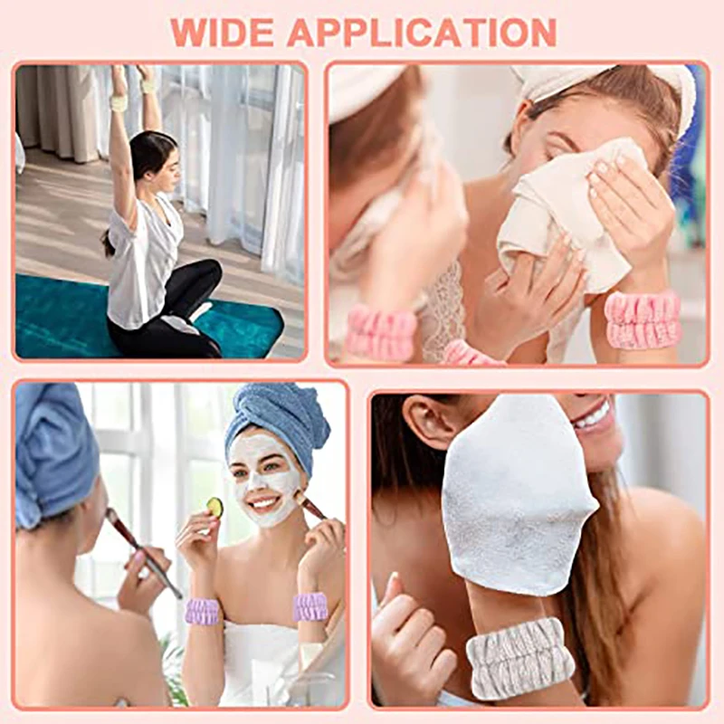 النساء قابلة لإعادة الاستخدام سبا المعصم الأساور منشفة لغسل الوجه الفتيات اليوغا تشغيل الرياضة المعصم منشفة ستوكات ماصة