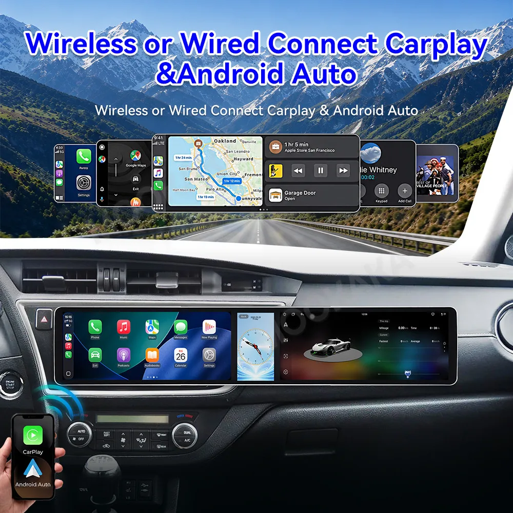 Android 15 Dual 12.3 Inch Triple Screen For Chevrolet Camaro 2016-2018 Car Stereo Radio Multimedia Player GPS Wireless CarPlay