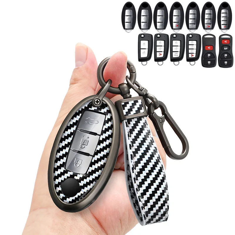 

Zinc Alloy + PU Leather Car Key Cover Case For Nissan Qashqai X-Trail Versa Maxima Altima Rogue Murano Juke Tiida Infiniti QX60