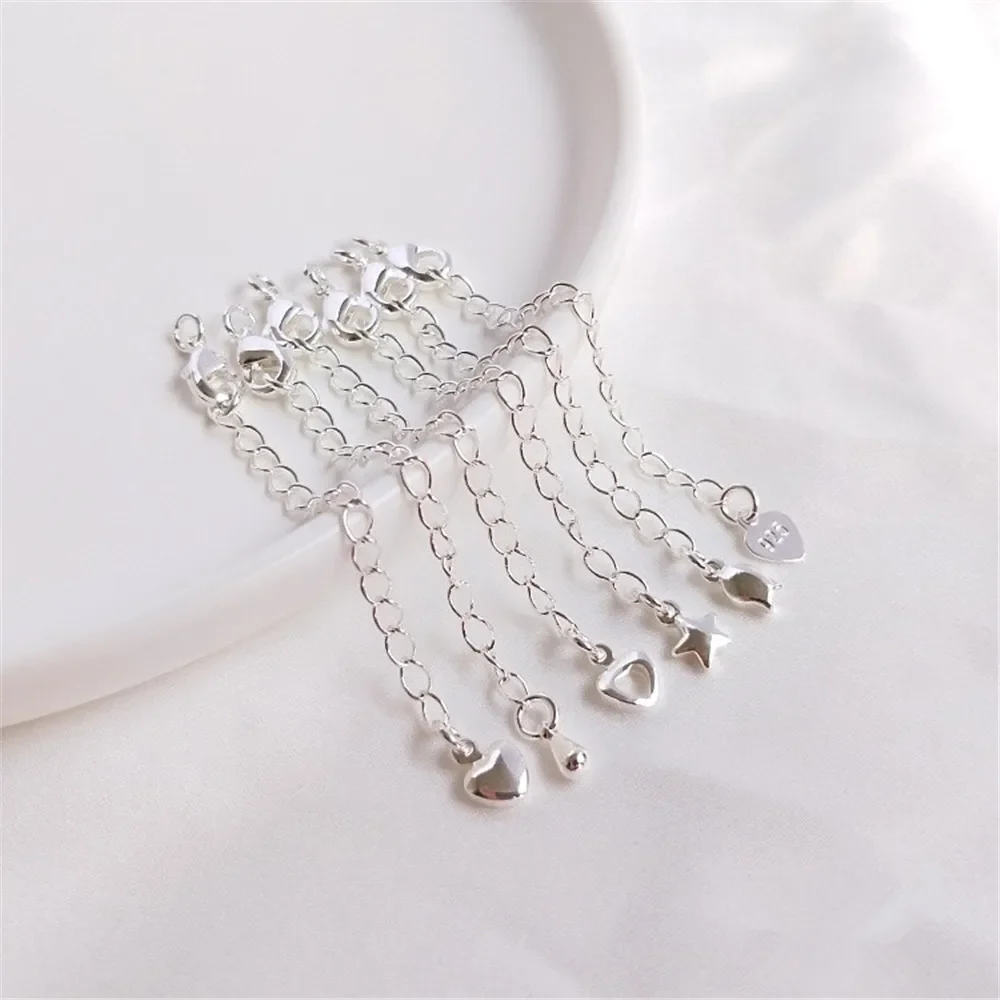 Extension chain Plated sterling silver Tail chain with spring lobster clasp DIY bracelet necklace extension chain accessories