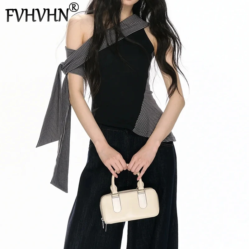 

FVHVHN модные женские серые бандажные топы на бретелях, универсальный жилет контрастного цвета, женские модные новые товары 1A54