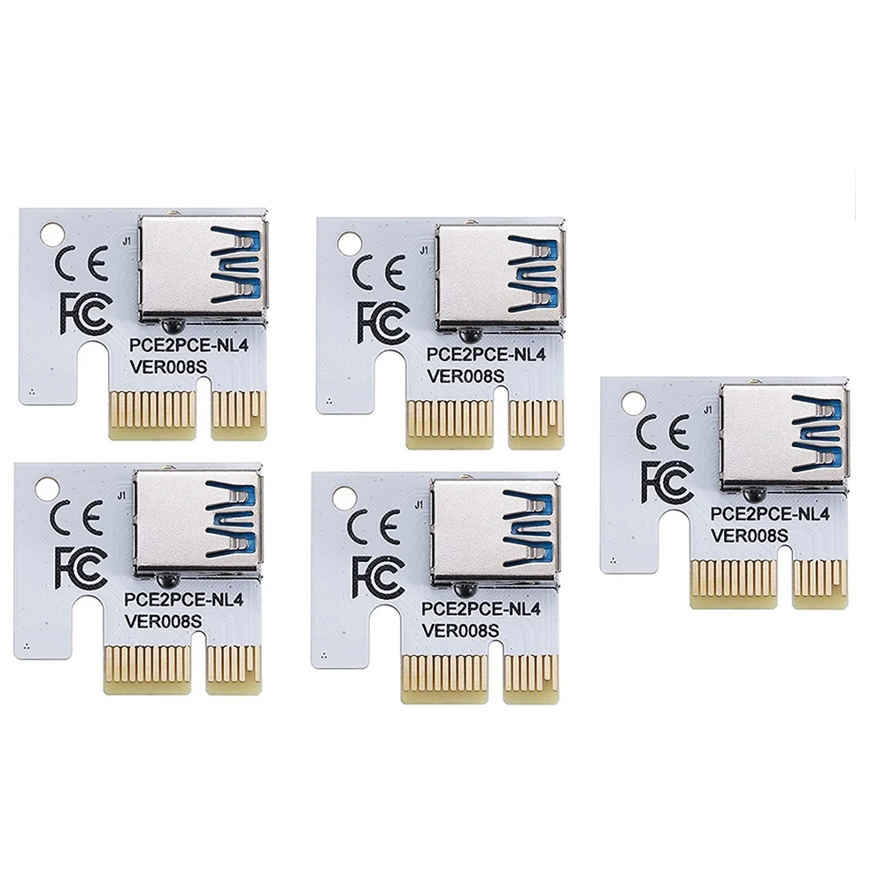 Tarjeta adaptadora PCI-E 1X, dedos dorados con ranura PCI-Express X1 para transformación de datos estable y rápida (VER008S, paquete de 5)