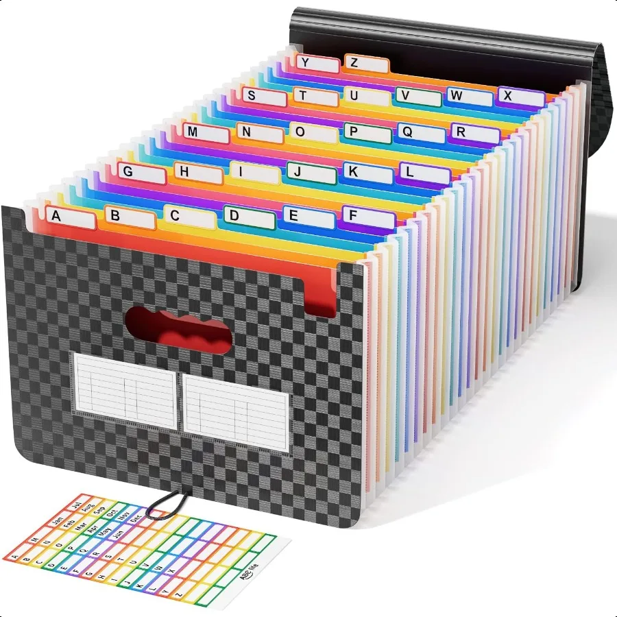 

26 Pockets Accordion File Organizer Expanding File Folders Portable Monthly Bill Receipt Organizer with Colorful AZ Tabs Deskto