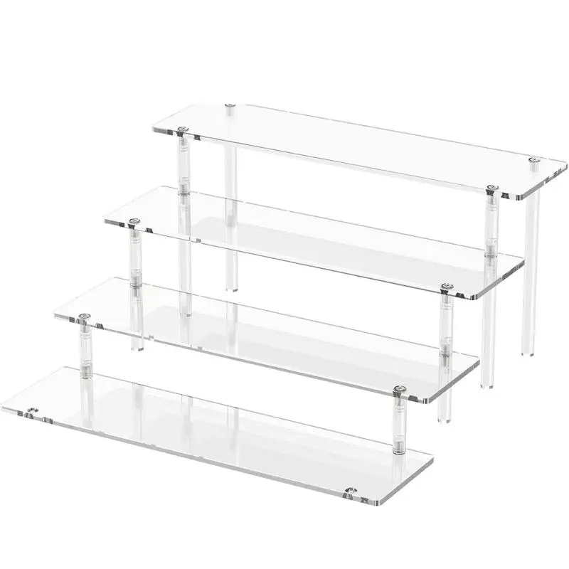 4-Tier Clear Acrylic Display Risers for Perfume Cupcakes Dessert Party Figure Collection Decor Organizer Stand