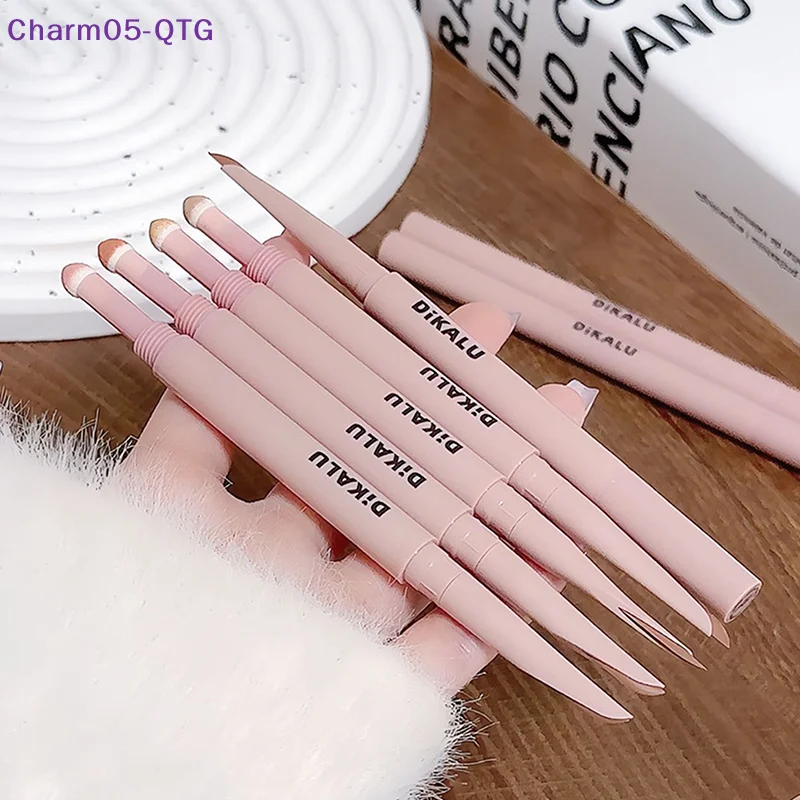 Lápiz de ojos 2 en 1 de gusano de seda tumbado, sombra rosa a prueba de manchas y resaltador brillante, ilumina Aegyo Sal Stick, Cosméticos Coreanos